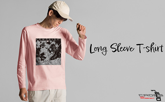 【川西】地図柄ロングスリーブTシャツ（ライトピンク）Lサイズ KWNN140