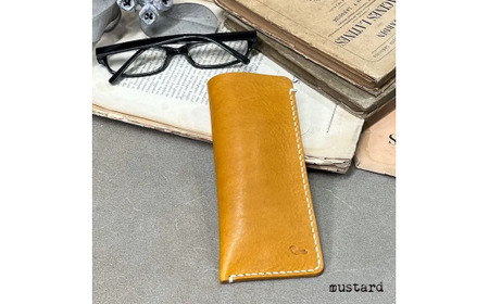 【メガネケース】glass case マスタード メガネケース 革