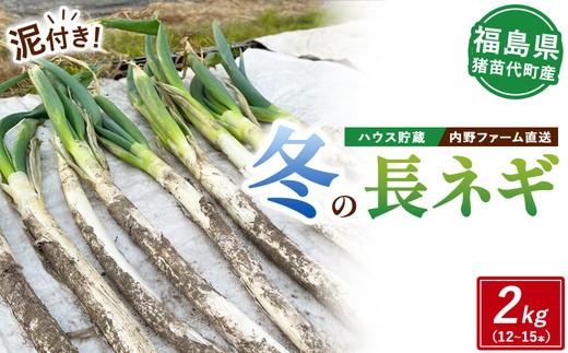 【数量限定】【生活応援価格】磐梯山の麓からお届け ハウス貯蔵 冬の長ネギ 2kg（12～15本） 泥つき 農家直送 ｜ 内野ファーム直送 野菜 やさい 食品 人気 おすすめ 送料無料 ねぎ 葱 鍋 焼きねぎ お取り寄せ 冬限定 福島 猪苗代産 ※2026年3月中旬～4月中旬頃に順次発送予定 ※沖縄・離島への配送不可