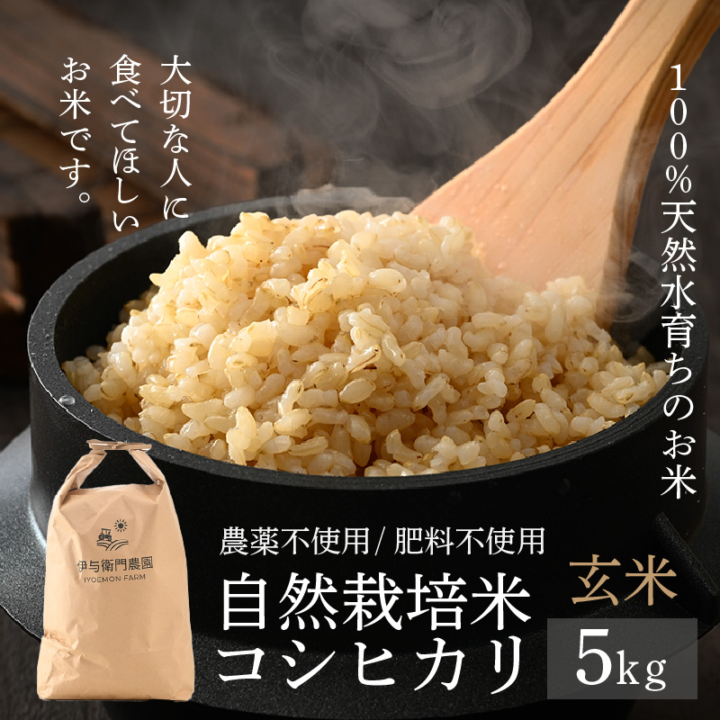 【先行予約】【令和7年産 新米】伊与衛門農園の自然栽培コシヒカリ 玄米 5kg 【福井県認証米】伊与衛門農園の特別栽培米 ＜温度と湿度を常時管理し新鮮米を出荷！＞ / 米 自然の力 高品質 鮮度抜群 ブランド米 福井県 あわら市産 スマート農業 ※2025年10月中旬より順次発送予定 [aw071-a006]