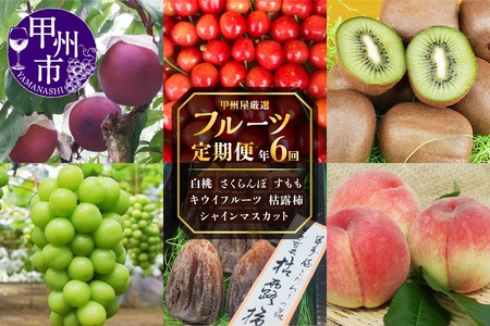 【定期便】甲州屋厳選 フルーツ定期便「年6回」H-110 桃 シャイン フルーツ