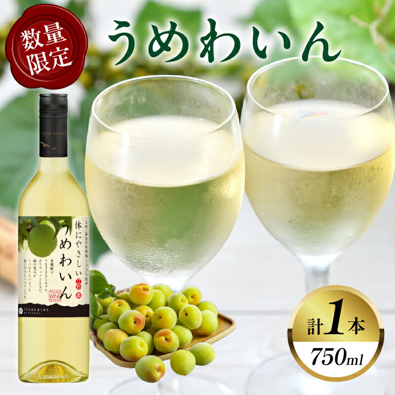 【ふるさと納税】【数量限定】うめわいん 計1本 国産 飲料 酒 アルコール ワイン 果実酒 梅 都農ワイン フルーツワイン 甘口 おすすめ 贅沢 ご褒美 晩酌 パーティー 記念日 お祝い ギフト 贈答 贈り物 プレゼント 常温 ポリフェノール 宮崎県 都農町 送料無料