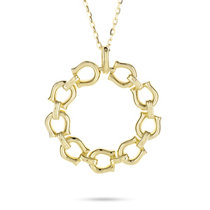 18金 ネックレス レディース 馬蹄 18k ゴールド ペンダントトップ 大きめ ホースシュー サークル 大ぶり イエローゴールドK18 あずきチェーン スライド式 ジュエリー シンプル 人気 普段 