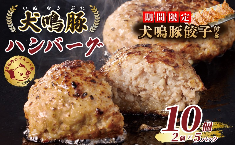 
            【期間限定】犬鳴豚の手作りプレミアムハンバーグ（10個入り）＋犬鳴豚餃子 6個【国産 豚肉 泉佐野ブランド豚 犬鳴ポーク】
          