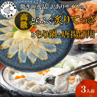 驚きの逸品「訳ありサイズの高級とらふぐ炙りてっさとちり鍋・唐揚げ用」3人前【配送不可地域：離島】【1263386】