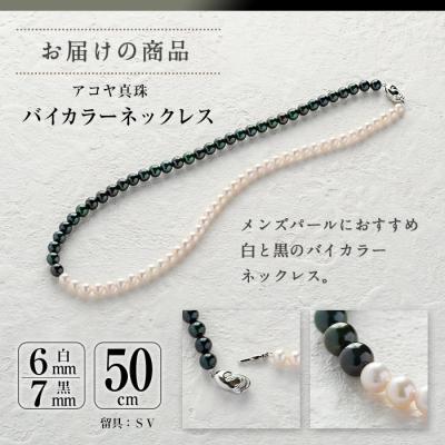 ふるさと納税 佐伯市 アコヤ真珠 メンズパール バイカラー ネックレス (白6mm珠・黒7mm株・長さ50cm) |  | 01