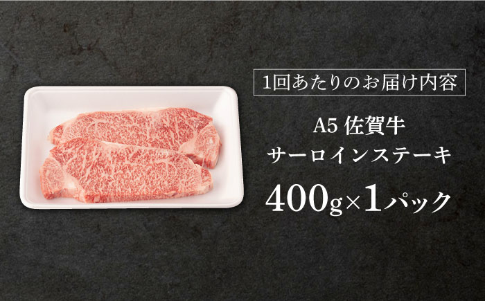 【6回定期便】 佐賀牛 A5 サーロイン ステーキ用 400g (2枚入りセット)【桑原畜産】 [NAB069] 肉 精肉 牛肉 佐賀牛 佐賀県産 黒毛和牛