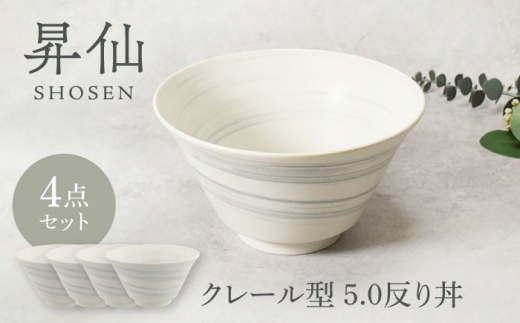 【美濃焼】昇仙 しょうせん クレール型 5.0反り丼 4点セット【カネ定製陶】 [MEI231]