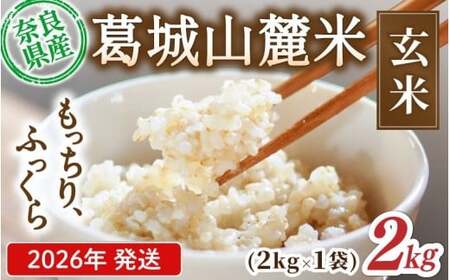 玄米 先行予約 葛城山麓米 ヒノヒカリ（玄米）計2kg [ 2kg×1袋 ] 令和8年産 【2026年10月下旬～順次発送】葛城市【smlk023】
