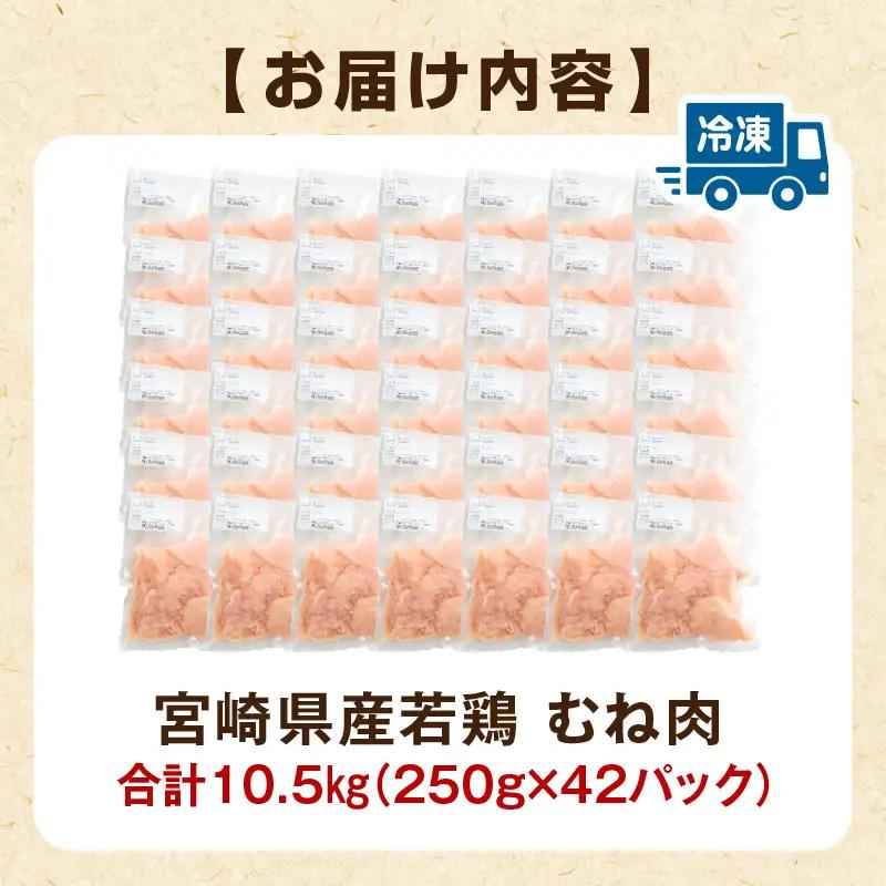 鶏肉 むね肉 鶏肉[宮崎県産 若鶏 10.5kg 250g×42P]