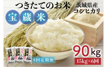 【6ヶ月定期便】【令和6年産】茨城県産コシヒカリ 宝蔵米 15kg×6回【お米 米 菊池 こしひかり つきたてのお米 食味ランキング特A評価 茨城県 水戸市】（CZ-407）