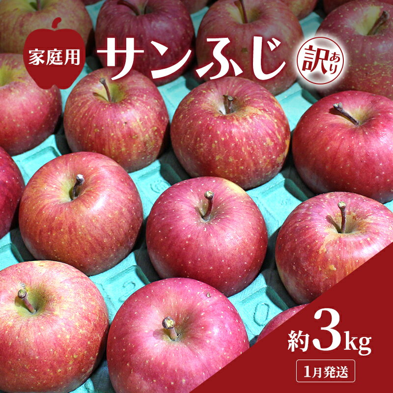 【ふるさと納税】1月発送 家庭用 訳あり サンふじ 約 3kg りんご リンゴ 林檎 果物 フルーツ わけあり 青森　お届け：2026年1月10日～2026年1月25日