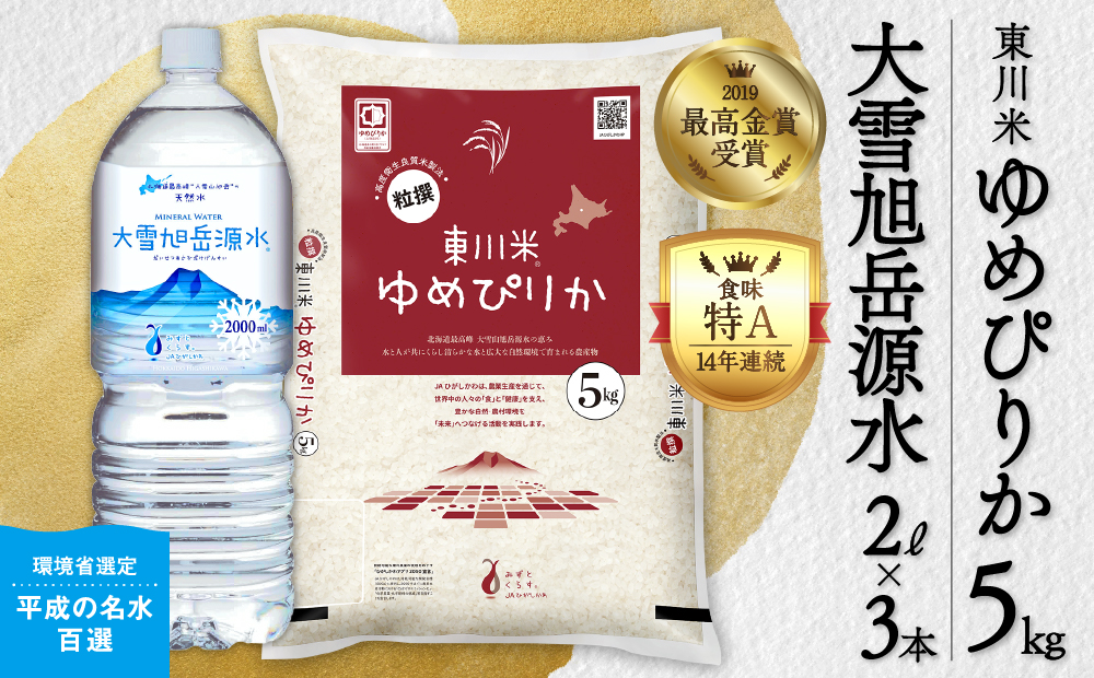 【令和８年産 新米 先行予約】東川米 ゆめぴりか「白米」5kg+水セット（2026年10月中旬発送予定）