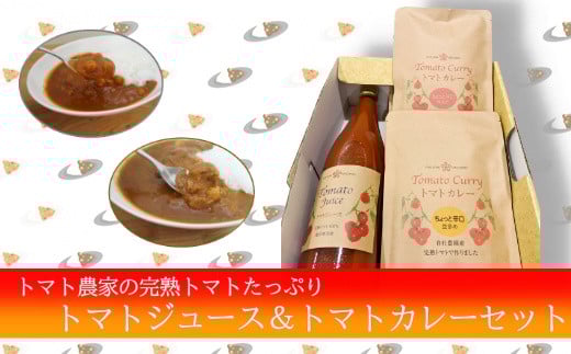 完熟トマトたっぷり!トマト農家のトマトジュース＆カレーセット レトルトカレー 果汁100％ 濃厚 トマトジュース