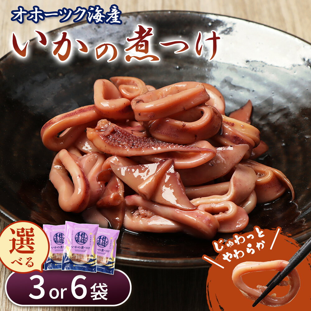 【ふるさと納税】いかの煮つけ（200g）【選べる袋数】 | オホーツク 海の幸 スルメイカ 計600g 計1200g オホーツク海 北海道産 雄武産 雄武沖 柔らか煮 いか料理 おかず 甘辛 惣菜 海鮮食品 グルメ 雄武漁業協同組合 お取り寄せ 北海道 雄武町 雄武