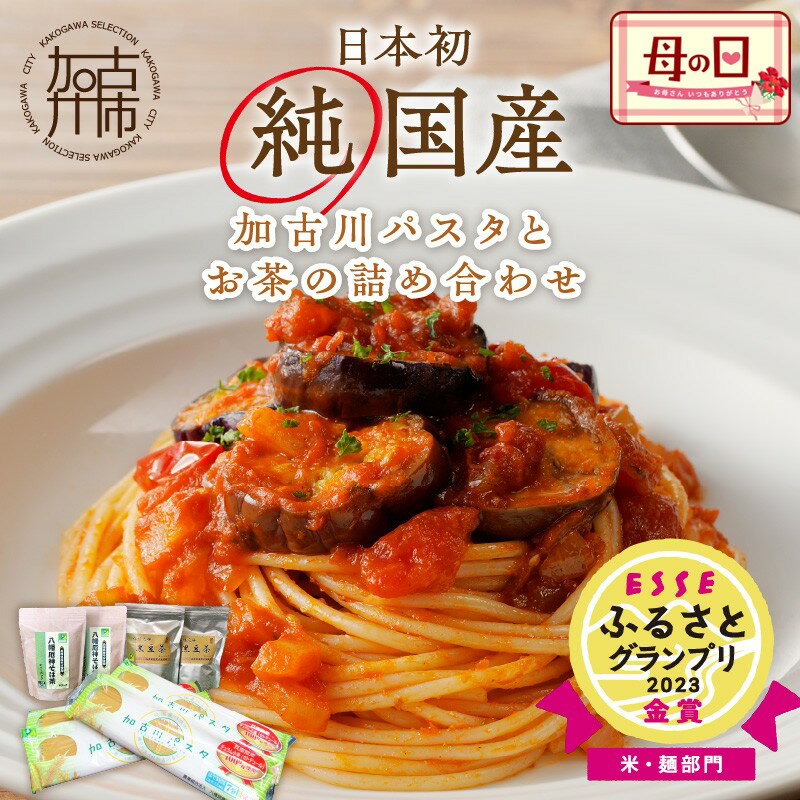 【ふるさと納税】加古川パスタとお茶の詰め合わせ 《 国産小麦 国産 兵庫県産 セトデュール デュラムセモリナ お茶 詰め合わせ そば茶 黒豆茶 値上げ対策 原油高騰 家計応援 パスタ ナポリタン 送料無料 八幡営農 オーマイ 》