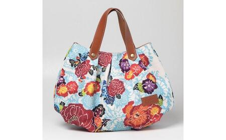 琉球帆布 アートパンプキンバッグ 【紅型ブルー】