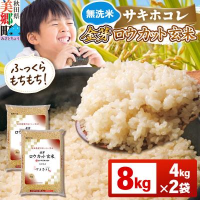 ふるさと納税 美郷町 【令和7年産 玄米】金芽ロウカット玄米 無洗米 サキホコレ 8kg|01_tyr-020801