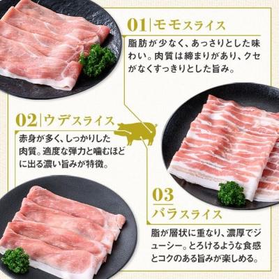 ふるさと納税 肝付町 鹿児島県産豚バラ モモ ウデ しゃぶしゃぶセット(合計約1.2kg) ぽん酢付き　W05008 |  | 01