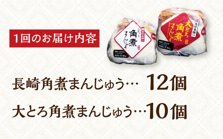 【全6回定期便】【化粧箱入り】 長崎 角煮まんじゅう （12個）＆ 大とろ角煮まんじゅう（10個） 《長与町》【岩崎本舗】 [EAB035] / 角煮まん 角煮まんじゅう 長崎角煮 中華まん 岩崎本舗