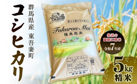 コシヒカリ 5kg 精米　お米 白米 ライス ご飯 ブランド米 銘柄米 主食 お弁当 おにぎり 群馬県 東吾妻町