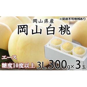 2026年 岡山   白 桃   エース 3玉×約300g（3Lサイズ）JAおかやま（早生種・中生種）｜ 桃