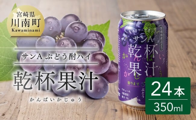 
            サンA乾杯果汁ぶどう酎ハイ　350ml缶×24本 【 飲料 酎ハイ お酒 ぶどう 宮崎県産 】
          