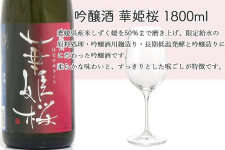 ２蔵（梅錦・華姫桜）飲み比べ「吟醸酒1.8L×２本」と「ひのき枡（8勺）」