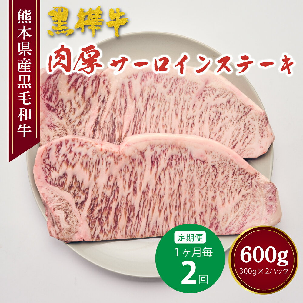 【ふるさと納税】【定期便 1ヶ月毎2回】 黒樺牛 肉厚 サーロインステーキ 計600g (300g×2回) 黒毛和牛 牛肉 ステーキ サーロイン 和牛 牛 お肉 黒毛和牛 国産 冷凍 熊本県 宇城市 送料無料 株式会社 杉本本店
