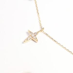 【K10イエローゴールドネックレス】存在感バツグン ダイヤモンド0.033ctの十字星デザイン 長さ40cm KN01008 / 金 ゴールド ダイヤ ジュエリー アクセサリー ギフト プレゼント レ