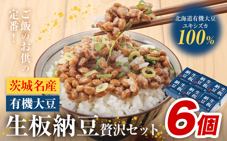 納豆 茨城名産 生板納豆 有機大豆 セット 6個 有限会社秋山食品《90日以内に出荷予定(土日祝除く)》茨城県 河内町 有機 納豆 茨城県産 茨城 ナットウキナーゼ たれ---kawachhi_akym_1_6i---