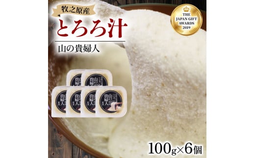 冷凍 自然薯 100％ とろろ汁 山の貴婦人 100g × 6 パック セット とろろ 山芋 ヤマイモ 山いも じねんじょ 滋養強壮 お取り寄せ ギフト グルメ 贈答 人気 静岡県 牧之原市 尾白弁当