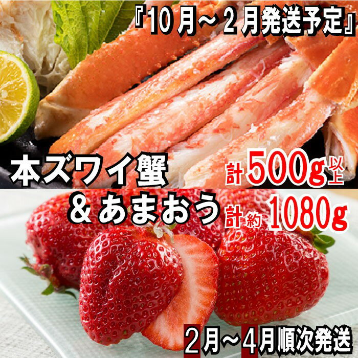 【ふるさと納税】冬を満喫！あまおう（1080g）・カニ（500g）セット いちご 苺 ズワイガニ ずわいがに 茹で カニ かに【北海道・沖縄・離島へ配送不可】.BD019