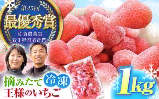 【冷凍いちご】王様のいちご 摘みたてこおりいちご 1kg （ いちごさん さがほのか ）【むらおか農園】 [HAF007]