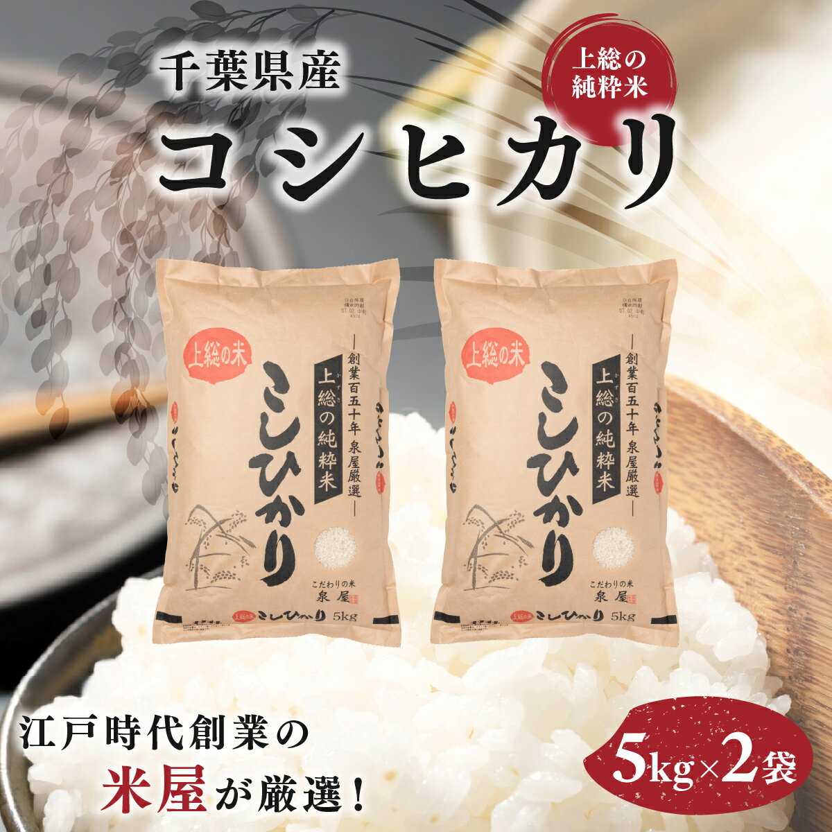 【ふるさと納税】上総の純粋米コシヒカリ　5kg×2 【厳選】千葉県産 KCV001 コシヒカリ こしひかり お米 米 こめ うるち米 うるち精米 千葉県 木更津市 送料無料 数量限定 限定