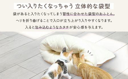【ブルー】ねこのおふとん「はいるにゃん(R)」Mサイズ_11-J201-bl_(都城市) ねこのおふとん Mサイズ 幅50cm 長さ55cm ブルー 日本製