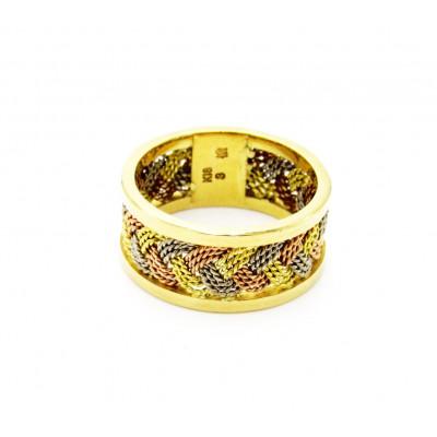 ふるさと納税 葛飾区 【葛飾ブランド認定の手編みジュエリー】K18手編みスリーカラーリング　1点 |  | 01