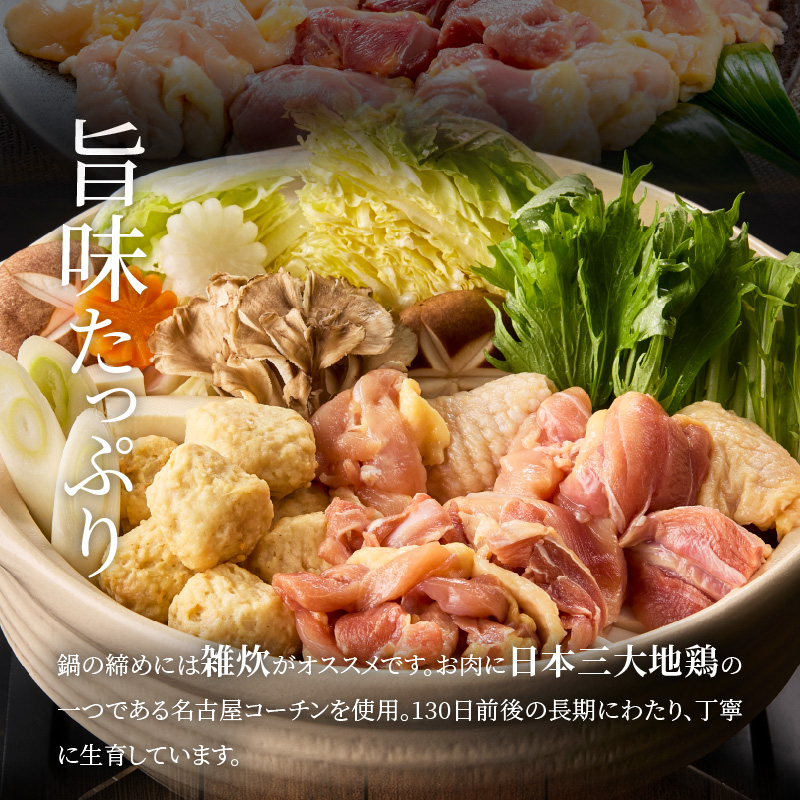 名古屋コーチン鍋セット&追い肉 名古屋コーチン半羽分（350g）セット 日本三大地鶏 鍋セット 鶏肉 もも肉 むね肉 ササミ 肉団子 鍋料理
