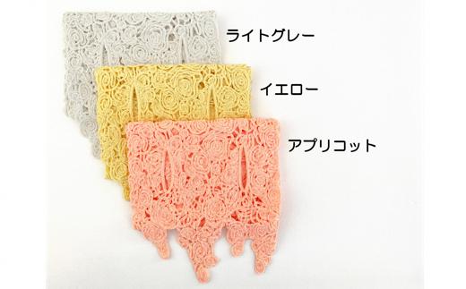 コード刺繍 オーガニックコットン 花柄ショートマフラー ライトグレー 新潟県 五泉市 有限会社田中刺繍