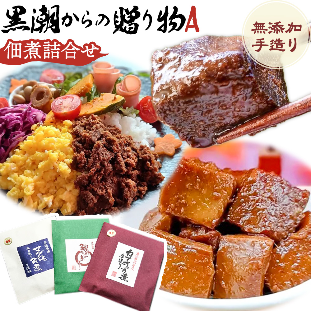 千葉県勝浦市 黒潮からの贈り物A(佃煮詰合せ) 有限会社 佃煮近江《90日以内に出荷予定(土日祝除く)》カツオの角煮 マグロの角煮 カツオのしぐれ煮【配送不可地域：離島】---kastuura_omi_2---
