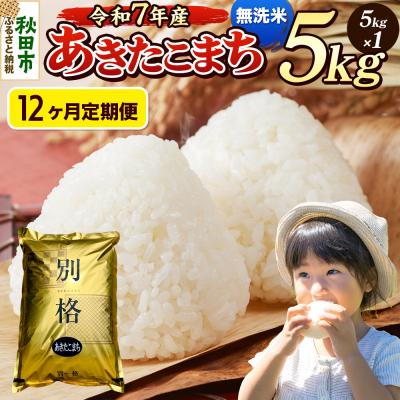 ふるさと納税 秋田市 《令和7年産》定期便12ヶ月 あきたこまち 5kg 無洗米|15_mge-010512m