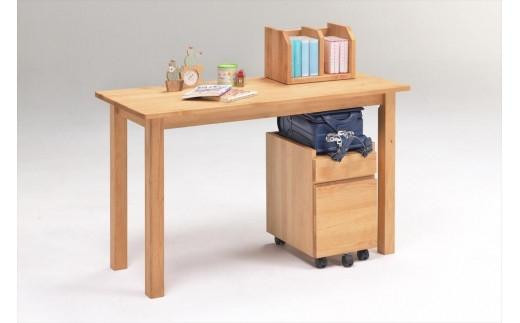 
            ＜空間にマッチする超シンプルデザインデスク＞／シンプル120デスク・ワゴン・上棚3点セット／ナチュラル／机／大川家具
          