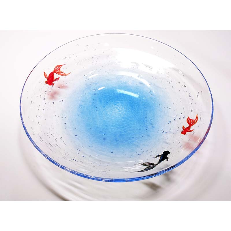 【ふるさと納税】＜ガラス作家 松尾具美＞大皿「水鞠」硝子 ガラス 大皿 皿 金魚 松尾具美 贈り物 ギフト F6L-1257var