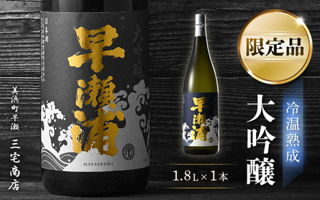 早瀬浦 限定品【1本セットのみ】冷温熟成早瀬浦大吟醸1.8L【早瀬浦】大吟醸 1800ml（熟成酒）【入手困難 日本酒 地酒 福井 美浜 早瀬 フルーティ 男酒 硬水 ミネラル 希少 ご褒美 家飲み 就職祝い 転職祝い ハレの日 敬老の日 プレゼント】[m16-f002]