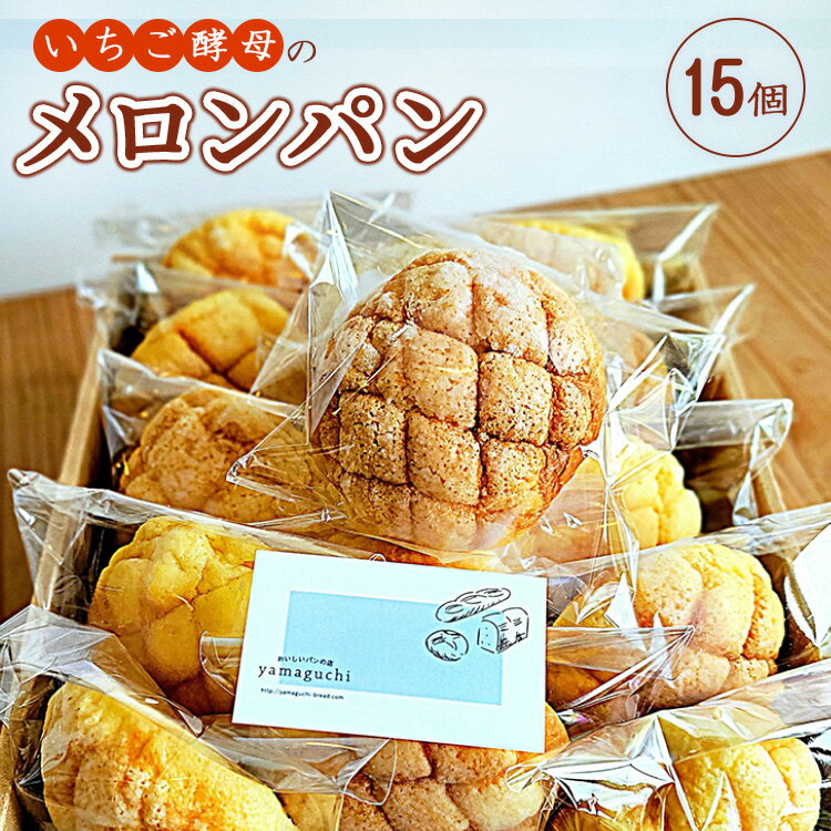 【ふるさと納税】いちご酵母のメロンパン15個【Yamaguchi】A-11