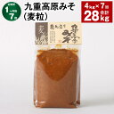 【ふるさと納税】【定期便】【1ヶ月毎7回】九重高原みそ（麦粒） 1kg×4袋 計28kg（4kg×7回） 麦みそ 味噌 赤色系甘口 大麦 大豆 おかず味噌 調味料 大分県産 九州 国産 大分県 九重町 送料無料