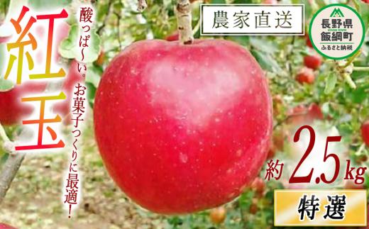 りんご 紅玉 特選 2.5kg やまじゅうファーム 沖縄県への配送不可 2025年10月上旬頃から2025年10月中旬頃まで順次発送予定 令和7年度収穫分 信州の環境にやさしい農産物 減農薬栽培 長野県 飯綱町 [1536]