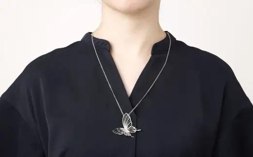 プラチナ950ダイヤモンド蝶モチーフペンダント 0.35ct ／ 60cm (12371100239) [21470823]