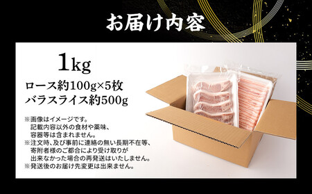 大町銀嶺豚ロース・バラセット(ロース約100ｇ×５枚＆バラスライス約500ｇ)｜ 豚肉 ぶた肉