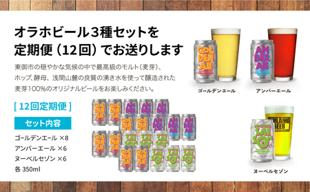 【12回定期便】クラフトビール3種飲み比べ20本セット（ゴールデンエール、アンバーエール、ヌーベルセゾン）｜オラホビール 地ビール　※インターナショナル・ビアカップ2020銀、銅受賞